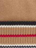 Reversible Icon Stripe Cashmere Cotton Beanie