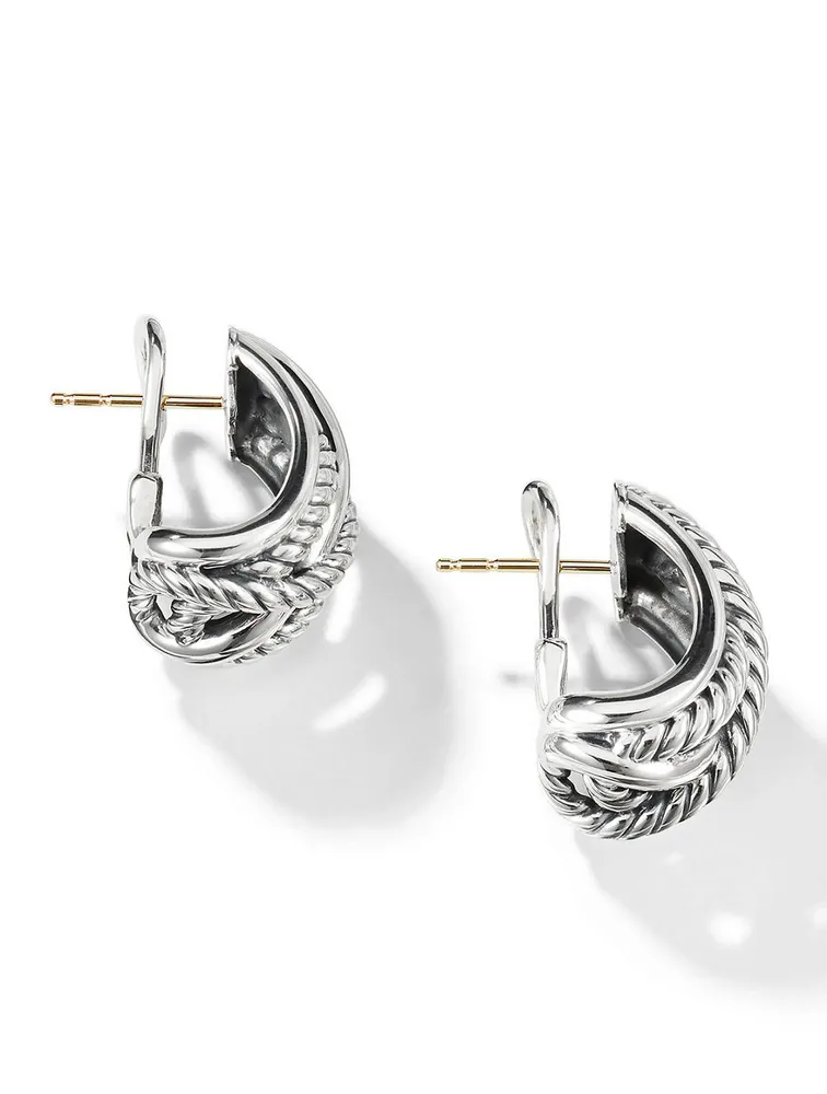 Crossover Shrimp Earrings In Sterling Silver