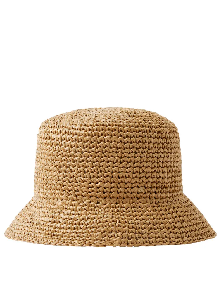 Monogram Motif Raffia-effect Bucket Hat