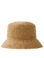 Monogram Motif Raffia-effect Bucket Hat