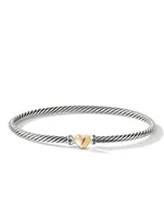 Cable Collectibles® Heart Bracelet Sterling Silver With 18k Yellow Gold