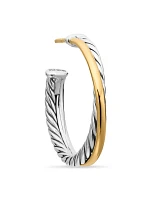 Crossover Hoop Earrings In Sterling Silver With 18k Yellow Gold
