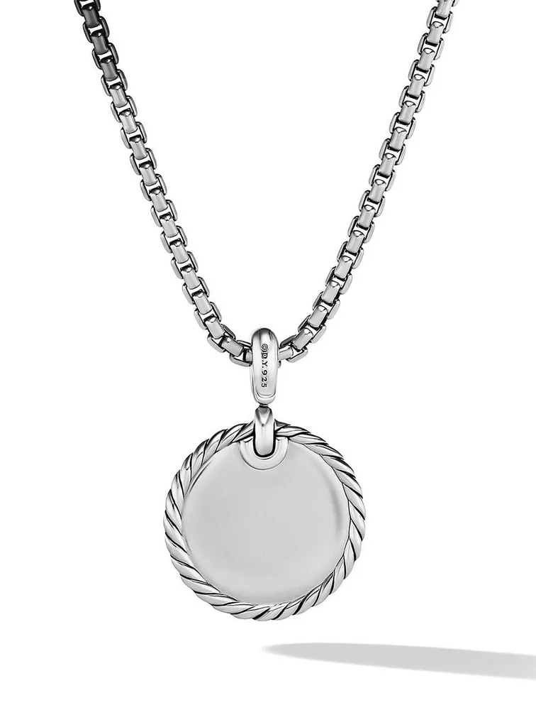 Dy Elements® Disc Pendant In Sterling Silver With Pavé Diamonds