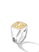 Petrvs® Horse Signet Ring Sterling Silver With 18k Yellow Gold