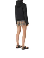 Side Stripe Vintage Check Stretch Cotton Shorts