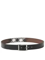 Check And Leather Reversible Belt