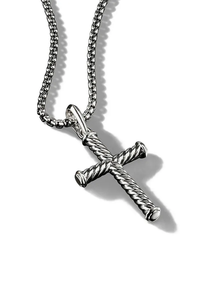 Cable Cross Pendant In Sterling Silver