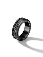 Streamline® Two Row Band Ring Black Titanium With Pavé Diamonds