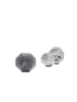 Meteorite Faceted Round Cufflinks In Sterling Silver, 16mm