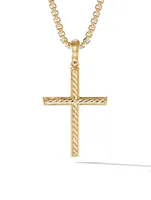 Modern Renaissance Cross Pendant In 18k Yellow Gold With Pavé Diamonds