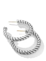 Sculpted Cable Hoop Earrings In Sterling Silver