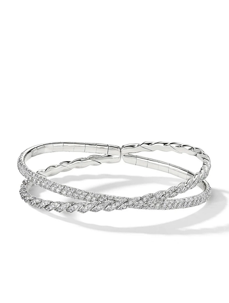 Pavéflex Two Row Bracelet 18k White Gold With Diamonds