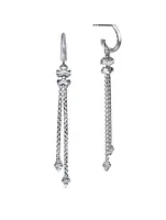 Zig Zag Stax™ Chain Drop Earrings In Sterling Silver With Diamonds, 66mm