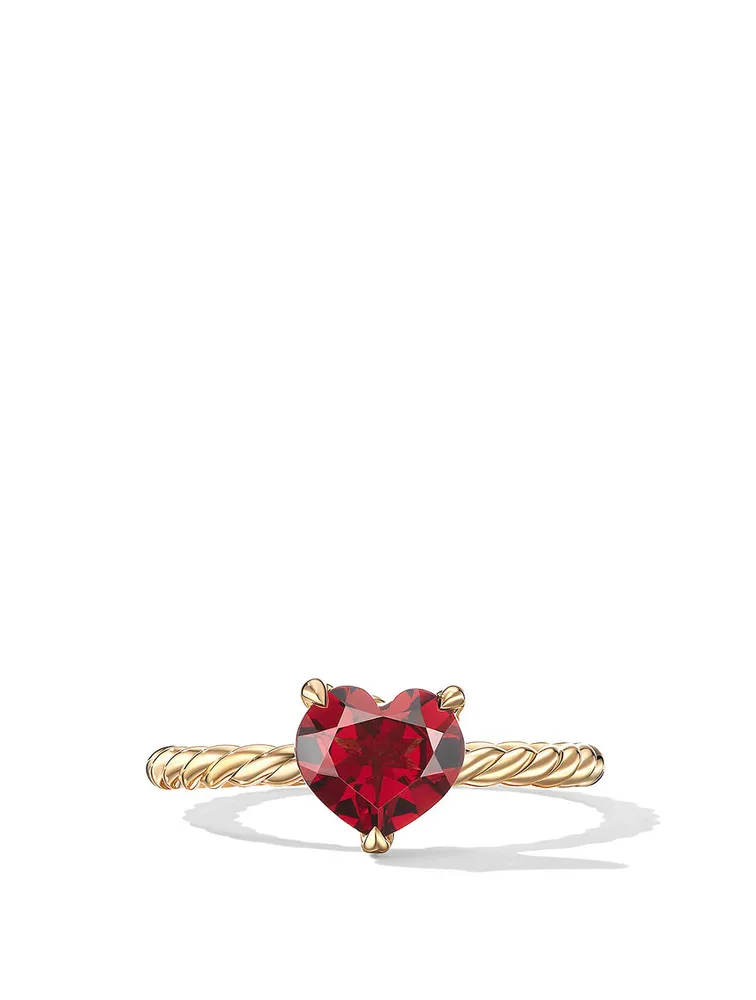 Chatelaine® Heart Ring 18k Yellow Gold With Garnet