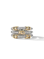 Petite Helena Wrap Three Row Ring Sterling Silver With 18k Yellow Gold And Pavé Diamonds