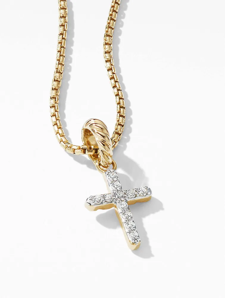 Cable Collectibles® Cross Amulet In 18k Yellow Gold With Pavé Diamonds