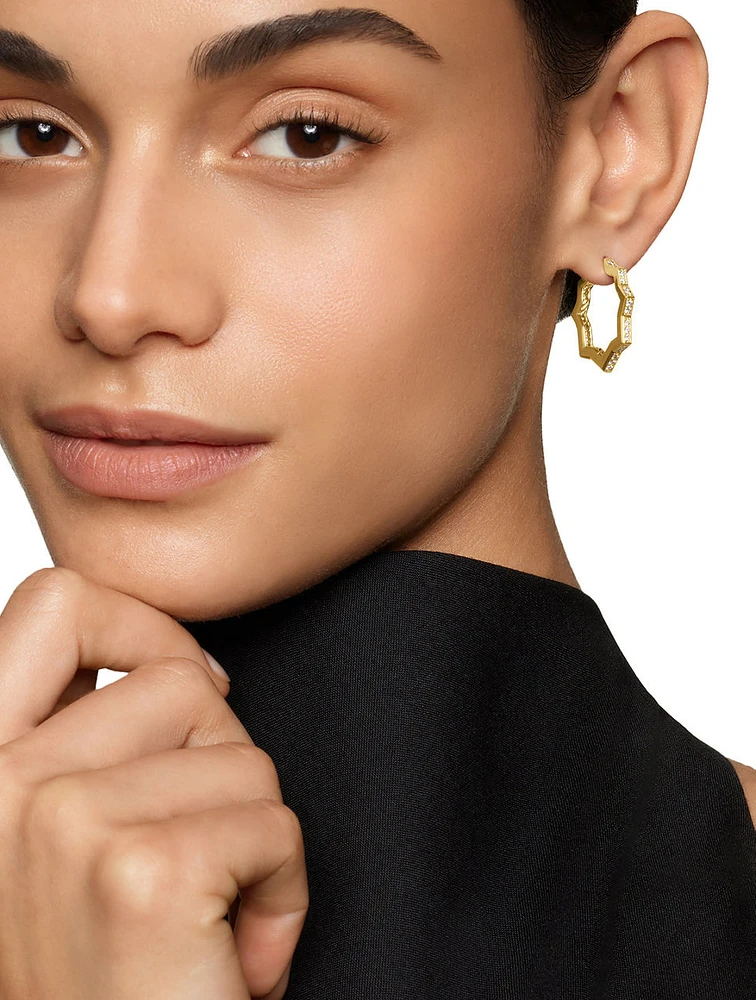 Zig Zag Stax™ Hoop Earrings In 18k Yellow Gold With Diamonds, 22.8mm