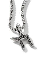 Chai Amulet In Sterling Silver With Pavé Black Diamonds