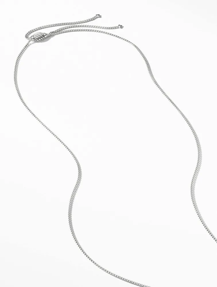 Box Chain Slider Necklace In 18k White Gold, 1.7mm