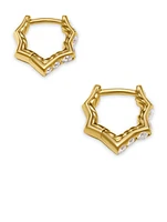 Zig Zag Stax™ Huggie Hoop Earrings In 18k Yellow Gold With Diamonds, 13mm