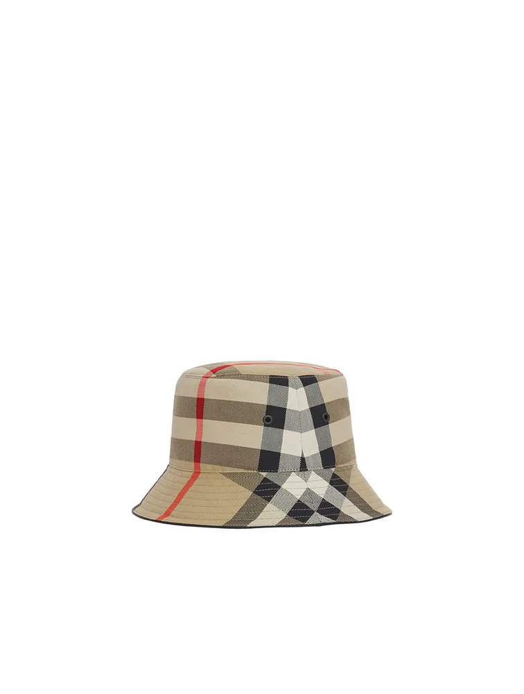 Exaggerated Check Cotton Bucket Hat