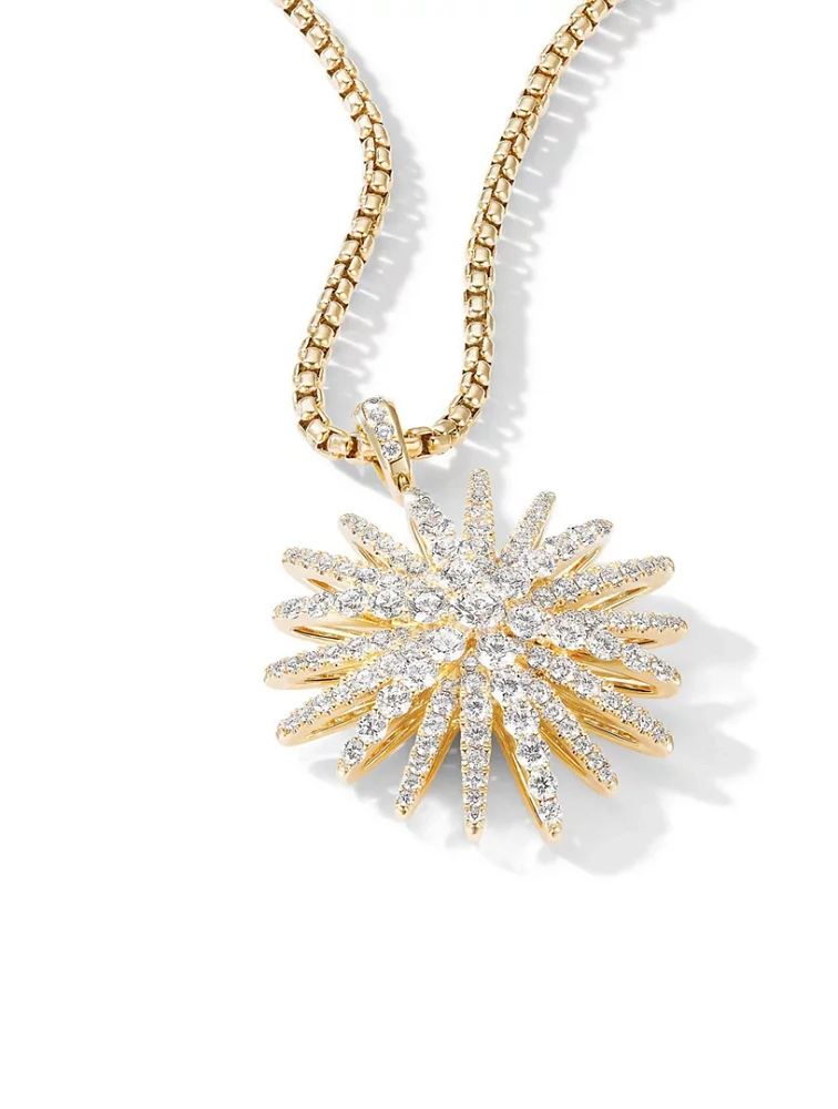 Starburst Pendant In 18k Yellow Gold With Full Pavé Diamonds