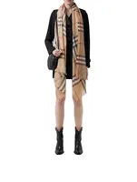Check Lightweight Wool Silk Scarf