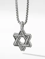 Streamline® Star Of David Pendant In Sterling Silver With Pavé Black Diamonds