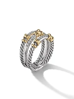 Petite Helena Wrap Three Row Ring Sterling Silver With 18k Yellow Gold And Pavé Diamonds