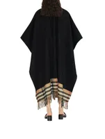 Reversible Check Wool Cashmere Cape