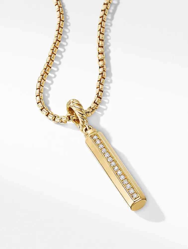 Barrel Amulet In 18k Yellow Gold With Pavé Diamonds