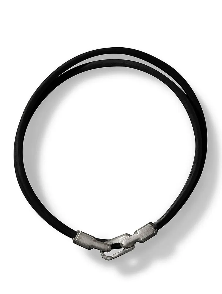 Streamline® Double Wrap Black Leather Bracelet