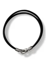 Streamline® Double Wrap Black Leather Bracelet