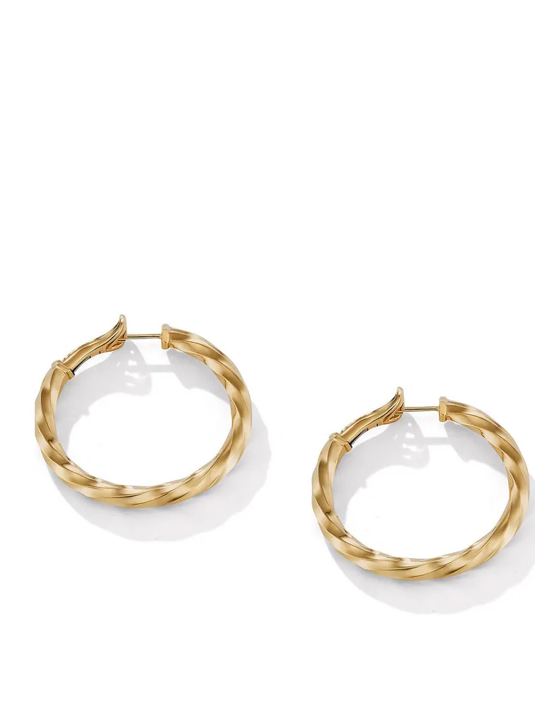 Cable Edge® Hoop Earrings In 18k Yellow Gold