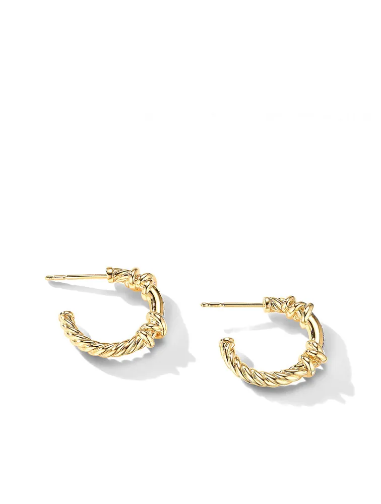 Petite Helena Wrap Hoop Earrings In 18k Yellow Gold With Pavé Diamonds