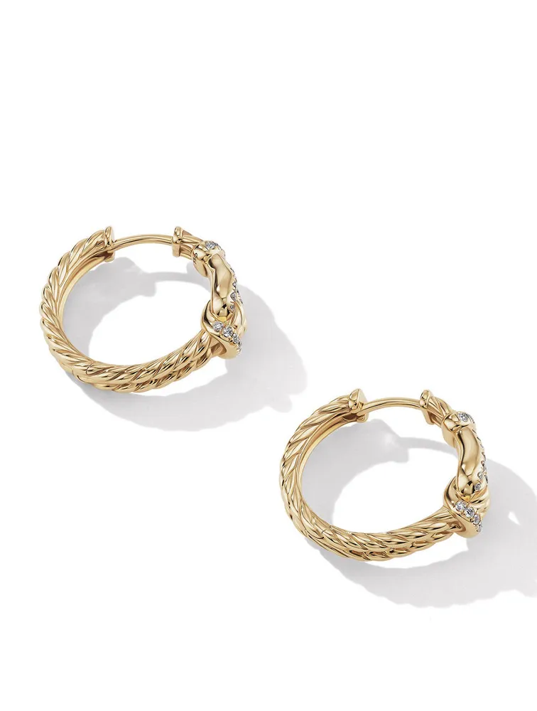 Thoroughbred Loop Hoop Earrings In 18k Yellow Gold With Pavé Diamonds