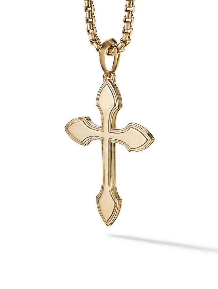 Gothic Cross Amulet In 18k Yellow Gold With Pavé Diamonds