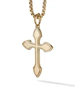 Gothic Cross Amulet In 18k Yellow Gold With Pavé Diamonds