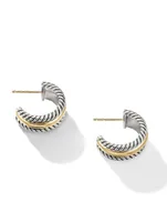 Cable Collectibles® Huggie Hoop Earrings In Sterling Silver With 14k Yellow Gold