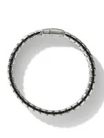 Chevron Woven Bracelet Sterling Silver With Black Nylon