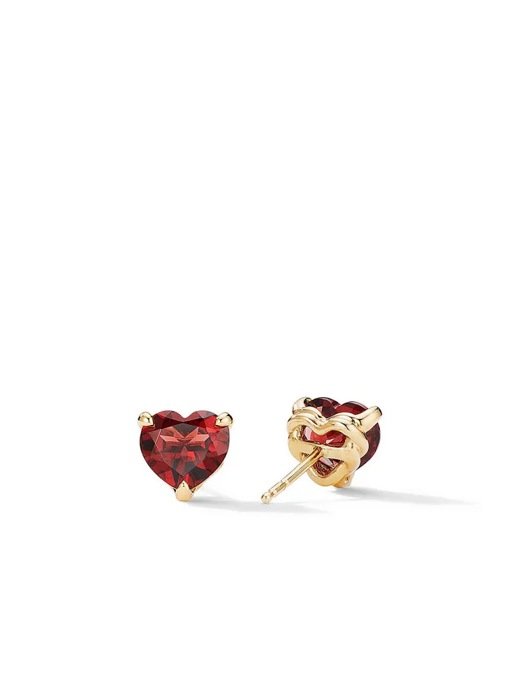 Chatelaine® Heart Stud Earrings In 18k Yellow Gold With Garnet