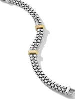 Double Box Chain Bracelet Sterling Silver With 18k Yellow Gold