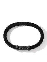Chevron Black Rubber Bracelet With Titanium