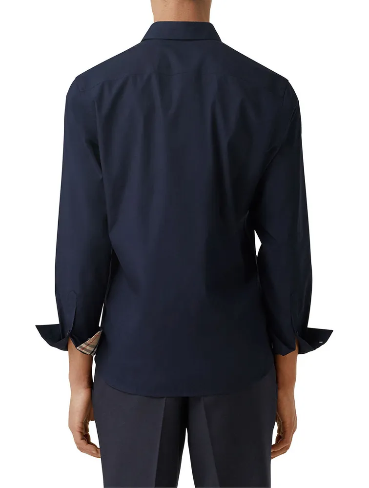 Slim Fit Monogram Motif Stretch Cotton Poplin Shirt