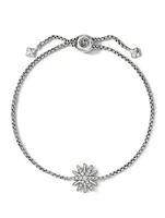 Starburst Station Chain Bracelet In Sterling Silver  With Pavé Diamonds