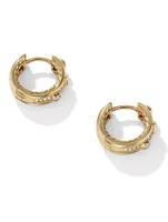 Modern Renaissance Huggie Hoop Earrings In 18k Yellow Gold With Full Pavé Diamonds