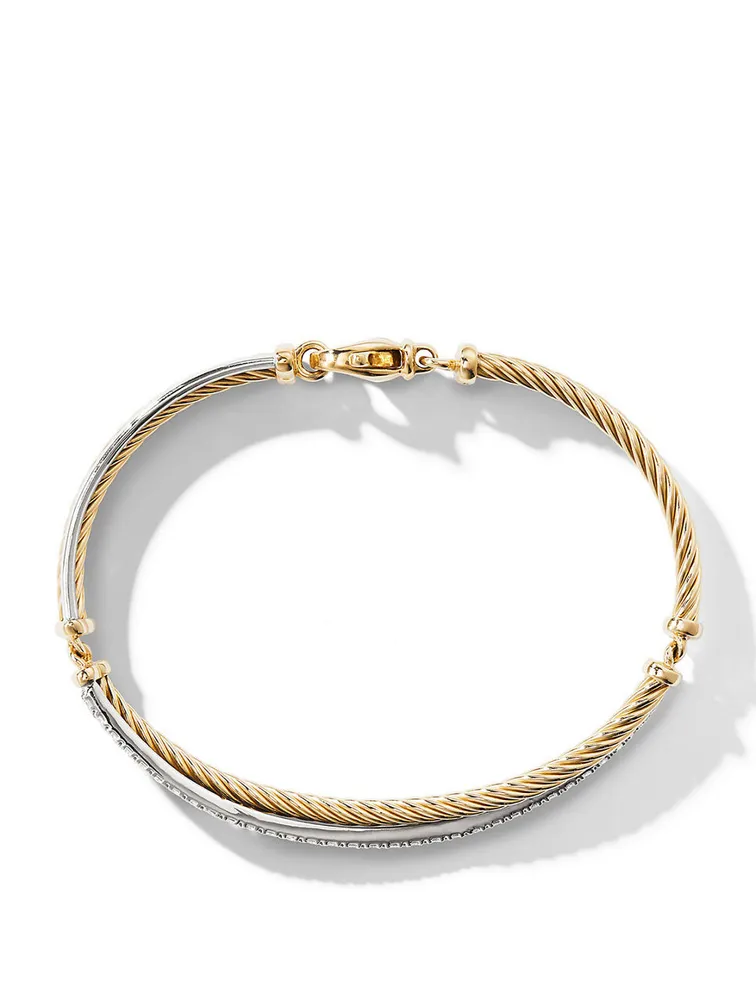 Crossover Linked Bracelet 18k Yellow Gold With Pavé Diamonds