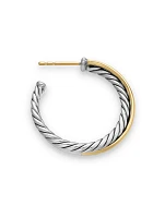 Crossover Hoop Earrings In Sterling Silver With 18k Yellow Gold