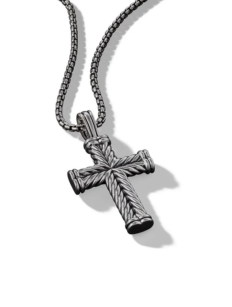 Chevron Cross Pendant In Sterling Silver