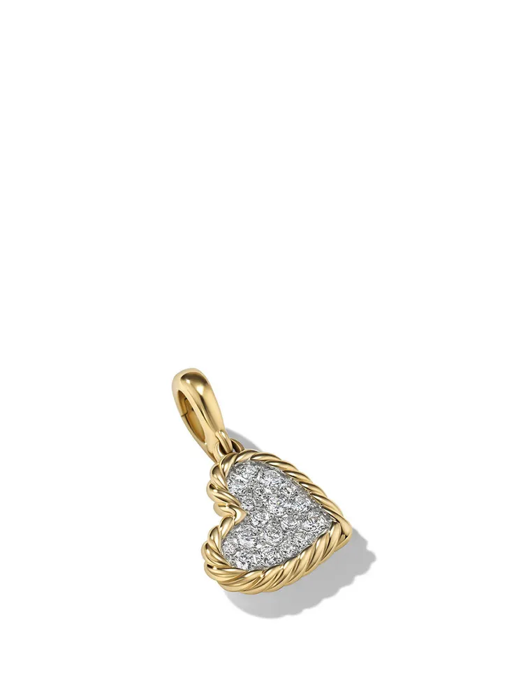 Dy Elements® Heart Pendant In 18k Yellow Gold With Pavé Diamonds